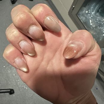 Lucky Nails - Poor manicure. Thumb fix doesn't match. Pointer is press on I placed and it's stayed on better than her "builder gel" manicure - Nail Salons Near Me - Wexford, Pennsylvania