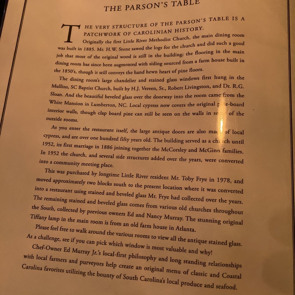 The Parson's Table - Menu - Steakhouses Near Me - Little River, South Carolina The Parson's Table - Menu - Steakhouses Near Me - Little River, South Carolina