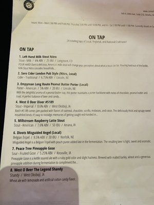 Menu photo 3 Corner Tap Omaha, NE