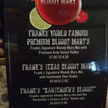 Frank's Lounge - a bloody mary menu - Dive Bars Near Me - Des Allemands, Louisiana