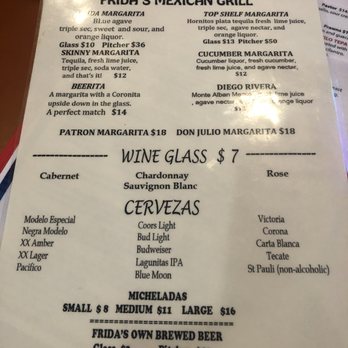 Frida's Mexican Grill - Drinks menu - Mexican Near Me - Napa, California Frida's Mexican Grill - Drinks menu - Mexican Near Me - Napa, California
