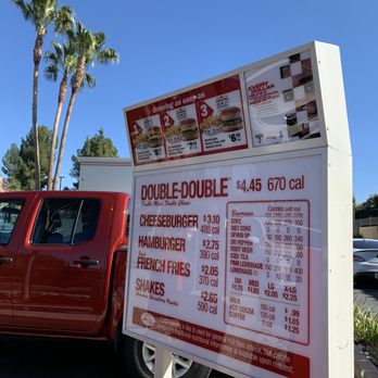 In-N-Out Burger - Menu board. Usually order with a person instead of at the speaker. - Fast Food Near Me - Canoga Park, California