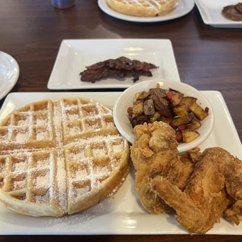 Wayne’s Waffle House - Buttermilk chicken and waffle, potatoes, beef bacon - Waffles Near Me - Center Line, Michigan Wayne’s Waffle House - Buttermilk chicken and waffle, potatoes, beef bacon - Waffles Near Me - Center Line, Michigan