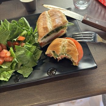 Magnolia Corner - Cheese and tomato sandwich with arugula and pesto, the bread was great too! - Burgers Near Me - Burbank, California Magnolia Corner - Cheese and tomato sandwich with arugula and pesto, the bread was great too! - Burgers Near Me - Burbank, California
