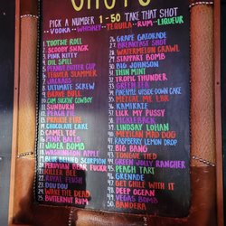 Outlaws Saloon - Shot menu!!