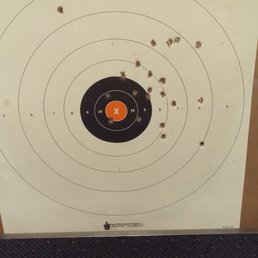 WWII-era British Sten gun, full-auto at thirty feet.