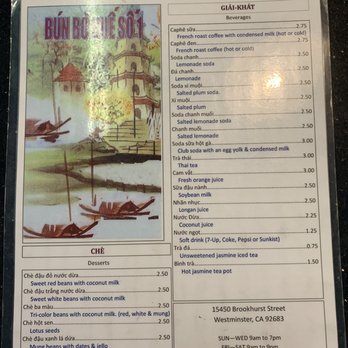 Bun Bo Way - drink and dessert side of menu - Vietnamese Near Me - Westminster, California Bun Bo Way - drink and dessert side of menu - Vietnamese Near Me - Westminster, California