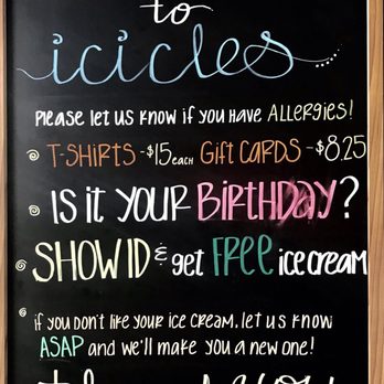 ICICLES - Free ice cream on your birthday with valid ID and they sell clear umbrellas, Icicles t-shirts and gift cards as well! - Ice Cream & Frozen Yogurt Near Me - Sacramento, California ICICLES - Free ice cream on your birthday with valid ID and they sell clear umbrellas, Icicles t-shirts and gift cards as well! - Ice Cream & Frozen Yogurt Near Me - Sacramento, California