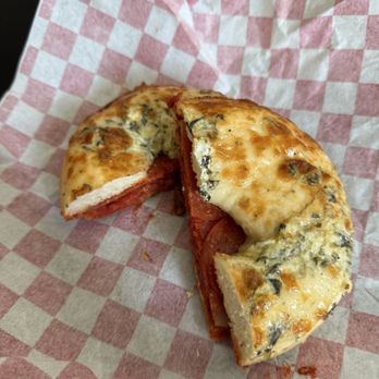 Java Stop Drive Thru & Coffee Roasting Company - Spinach and artichoke pizza bagel - Coffee & Tea Near Me - Lodi, California Java Stop Drive Thru & Coffee Roasting Company - Spinach and artichoke pizza bagel - Coffee & Tea Near Me - Lodi, California