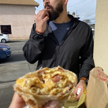 Ham 'n Scram - Best burrito! His face says it all. - Breakfast & Brunch Near Me - Westminster, California Ham 'n Scram - Best burrito! His face says it all. - Breakfast & Brunch Near Me - Westminster, California