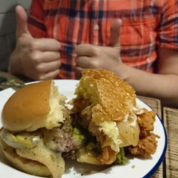 Mustard - Raclette & mushroom burger and chicken, guac & bacon burger