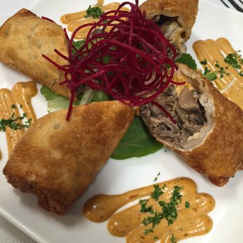 Tap & Vine - Steak and cheese egg rolls with smoked portabella mushrooms. - Bars Near Me - Wallingford, Connecticut