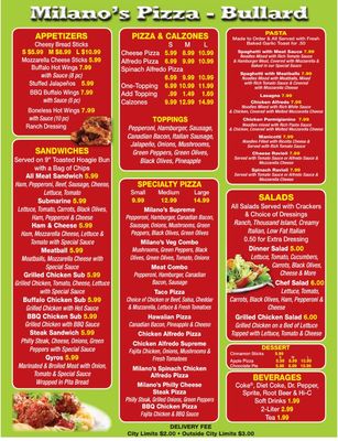 Menu photo 2 Milano's Pizza Bullard, TX Menu photo 2 Milano's Pizza Bullard, TX