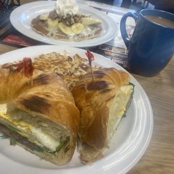 Sweet Desert Cafe - Breakfast Croissant, banana walnut pancake, coffee! - Cafes Near Me - Tempe, Arizona