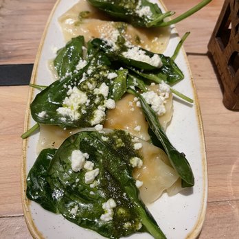 Monkeypod Kitchen - Pumpkin Patch Ravioli roasted local squash, chèvre, spinach, toasted walnut sage pesto - Hawaiian Near Me - Kapolei, Hawaii