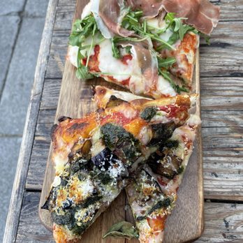 Casa Barotti - The two slices we ordered cut in half each - Italian Near Me - Berkeley, California