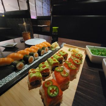 Ichiban Japanese Restaurant - Salmon lovers (which came with a salad with the most amazing peanut ginger dressing), fire roll and I think it was called the hot mama - Japanese Near Me - Blasdell, New York Ichiban Japanese Restaurant - Salmon lovers (which came with a salad with the most amazing peanut ginger dressing), fire roll and I think it was called the hot mama - Japanese Near Me - Blasdell, New York