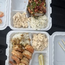 Garlic shrimp and ahi furikake -