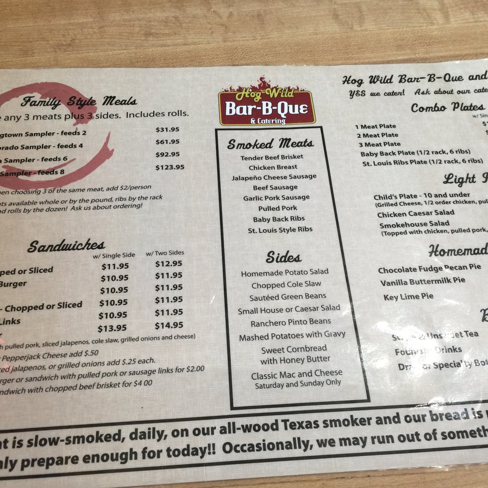 Hog Wild Bar-B-Que - Menu - Barbeque Near Me - Placerville, California Hog Wild Bar-B-Que - Menu - Barbeque Near Me - Placerville, California