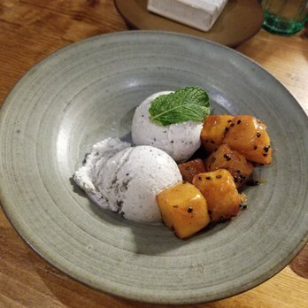 Bosso Ramen Tavern - Black sesame ice cream with middle school sweet potato - Ramen Near Me - Cambridge, Massachusetts Bosso Ramen Tavern - Black sesame ice cream with middle school sweet potato - Ramen Near Me - Cambridge, Massachusetts