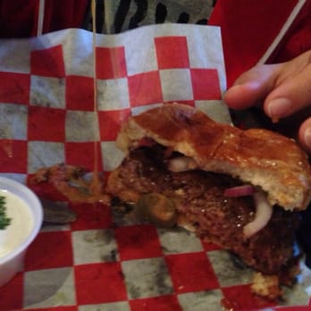 Jack & Grill - Jucy lucy burger. It was very good but for $7.75 it should come with fries... - Burgers Near Me - Roanoke, Texas