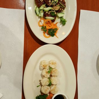 Royal Thai - Appetizers - Fish Cake and Steamed Shrimp Dumplings. - Thai Near Me - Gurnee, Illinois Royal Thai - Appetizers - Fish Cake and Steamed Shrimp Dumplings. - Thai Near Me - Gurnee, Illinois