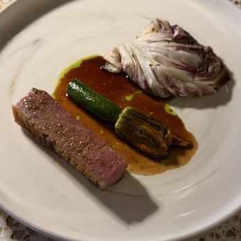 Doot Doot Doot - Dry aged duck breast, Red Hill cherries, zucchini flower, native pepperberry jus - Australian Near Me - Balnarring, VIC