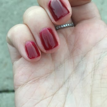 La Moda Nail and Spa - Left polish all around the nail bed. This is how it looks after I picked what I could off. - Nail Salons Near Me - Merchantville, New Jersey
