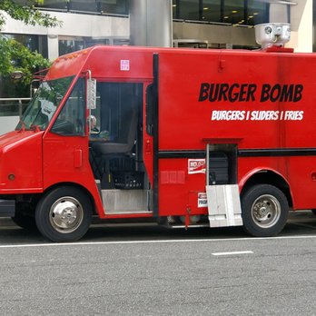 Burger Bomb - a red truck parked on the side of the road - Food Trucks Near Me Burger Bomb - a red truck parked on the side of the road - Food Trucks Near Me