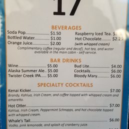 Drink menu Drink menu