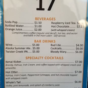 Major Marine Tours - Drink menu - Tours Near Me - Anchorage, Alaska Major Marine Tours - Drink menu - Tours Near Me - Anchorage, Alaska