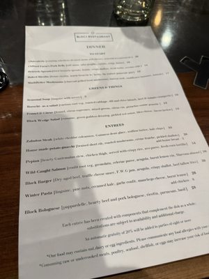 Menu photo 1 Block Restaurant Provo, UT