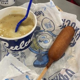 Kids corn dog and mashed potatoes and gravy Kids corn dog and mashed potatoes and gravy