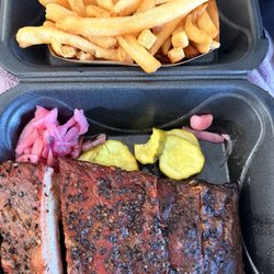 Whistle Q - Half rack of ribs and a side of fries.