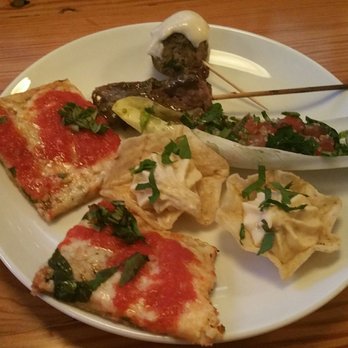 Layali Providence - Margarita pizza, tabouleh, kofta meatballs, and hummus on chips = appetizer highlights. - Lounges Near Me - Providence, Rhode Island Layali Providence - Margarita pizza, tabouleh, kofta meatballs, and hummus on chips = appetizer highlights. - Lounges Near Me - Providence, Rhode Island