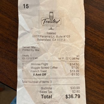 Toasted - Only took of $1.50! - Breakfast & Brunch Near Me - Bakersfield, California Toasted - Only took of $1.50! - Breakfast & Brunch Near Me - Bakersfield, California