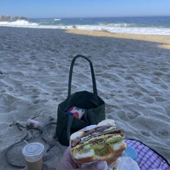 Bagel Kitchen - Big Sur on Cheddar + pineapple sausage - Bagels Near Me - Pacific Grove, California