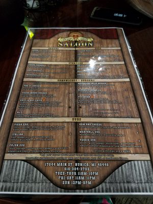 Menu photo 8 Crockery Creek Saloon Nunica, MI