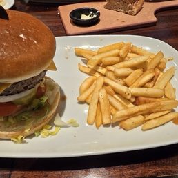 half-pound burger, with bacon, lettuce, onion, tomato, pickles, their signature burger sauce, and American cheese. half-pound burger, with bacon, lettuce, onion, tomato, pickles, their signature burger sauce, and American cheese.