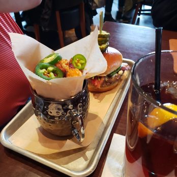 Bar Louie - Brookfield - Loaded tots with the Louie burger - Bars Near Me - Brookfield, Wisconsin Bar Louie - Brookfield - Loaded tots with the Louie burger - Bars Near Me - Brookfield, Wisconsin