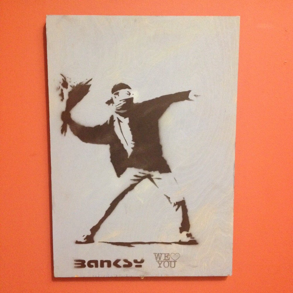 Manchester Art Gallery - Love Is In The Air (2000) by Banksy - Art Galleries Near Me - Manchester, XGM Manchester Art Gallery - Love Is In The Air (2000) by Banksy - Art Galleries Near Me - Manchester, XGM