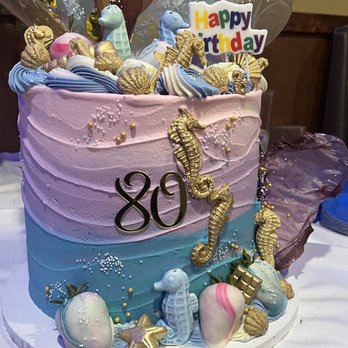 Chrissy Cakes - Seahorse theme cake for Moms birthday - designed by Chrissy Cakes - Custom Cakes Near Me - Dewey, Arizona