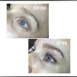 AMP Skin Wellness Studio - Before and after eyelash and eyebrow tinting.