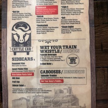 The Cattle Car - Back of Menu - Burgers Near Me - Clover, South Carolina The Cattle Car - Back of Menu - Burgers Near Me - Clover, South Carolina