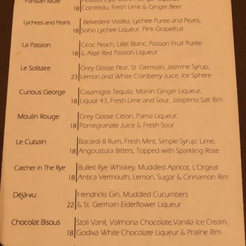 Le Cirque - Cocktail Menu - French Near Me - Las Vegas, Nevada