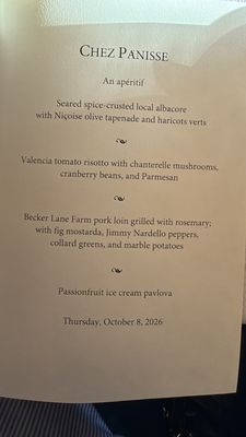 Menu photo 1 Chez Panisse Berkeley, CA