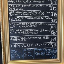 Sandwich Menu