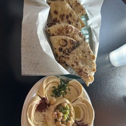 Hummus, kabob and salad. Hummus, kabob and salad.