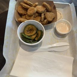 Nasty frozen fried pickle chips. Completely flavorless. Nasty frozen fried pickle chips. Completely flavorless.