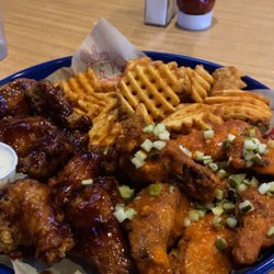 John Max Sports & Wings - Honey garlic (left) and Nashville hot (right)
